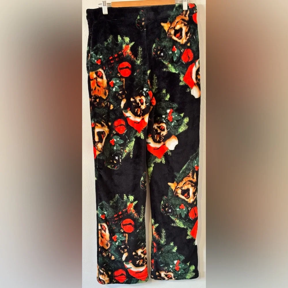 🌸 Mad Engine Christmas Cat Pajama Black Lounge Pants Women’s Medium
